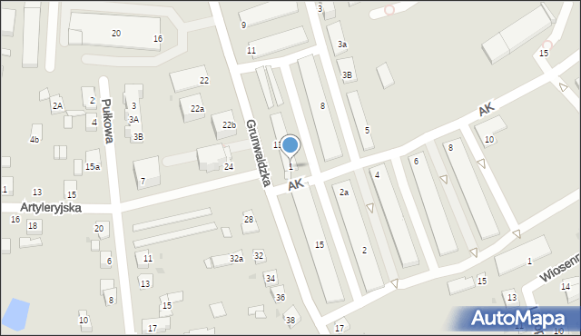 Gniezno, Armii Krajowej, 1, mapa Gniezna
