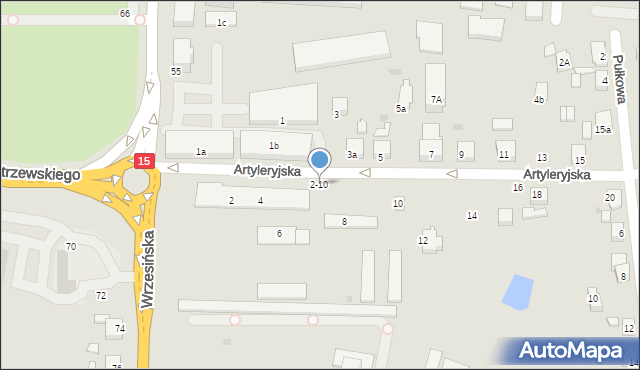 Gniezno, Artyleryjska, 2-10, mapa Gniezna