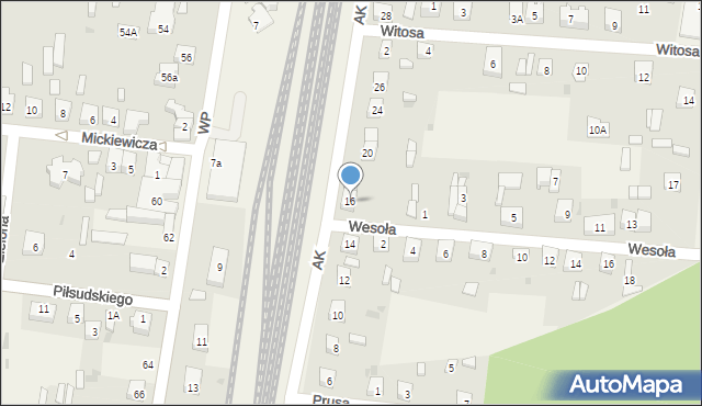 Gomunice, Armii Krajowej, 16, mapa Gomunice