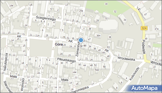 Góra, Armii Krajowej, 26, mapa Góra