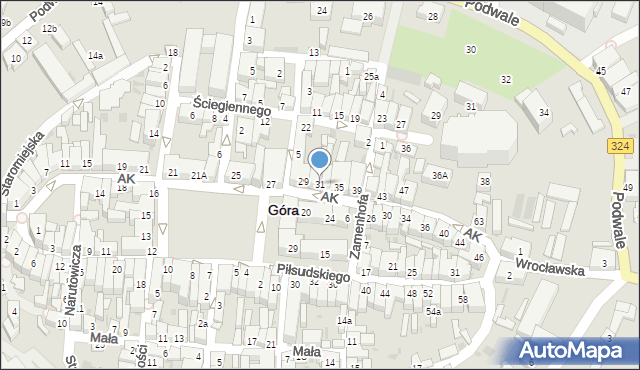 Góra, Armii Krajowej, 31, mapa Góra