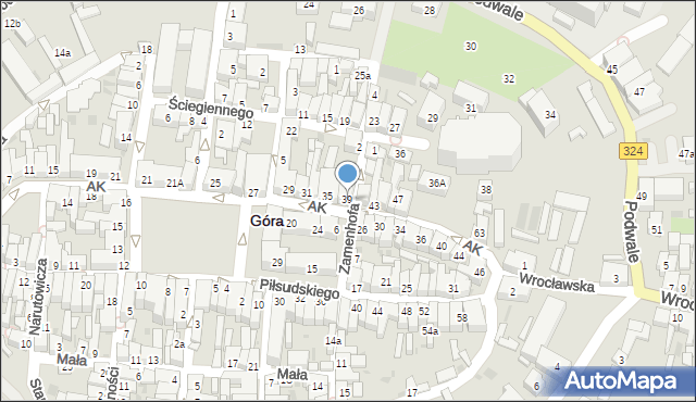 Góra, Armii Krajowej, 39, mapa Góra