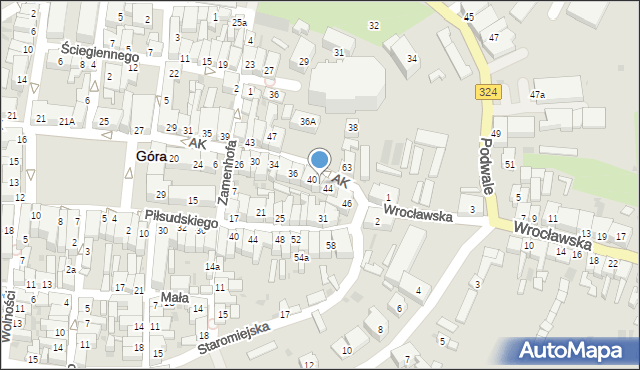 Góra, Armii Krajowej, 42, mapa Góra