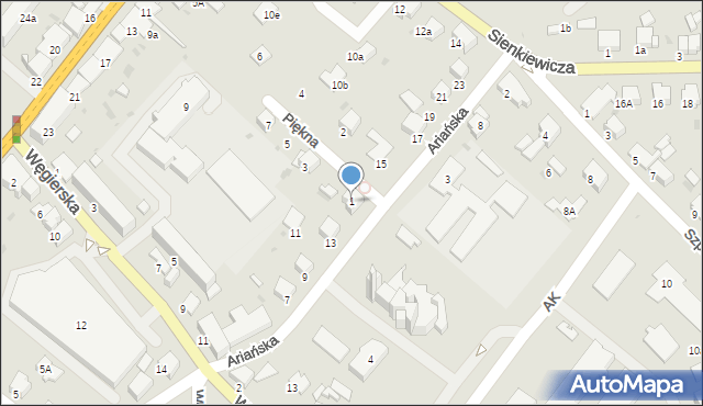 Gorlice, Ariańska, 1, mapa Gorlic