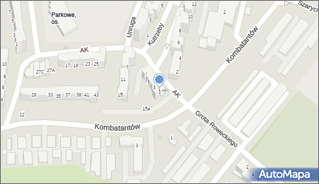 Gorzów Wielkopolski, Armii Krajowej, 1, mapa Gorzów Wielkopolski