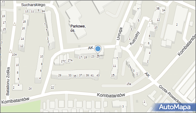 Gorzów Wielkopolski, Armii Krajowej, 25, mapa Gorzów Wielkopolski