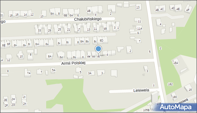 Grodzisk Mazowiecki, Armii Polskiej, 4c, mapa Grodzisk Mazowiecki