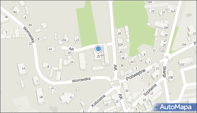 Grójec, Armii Krajowej, 21, mapa Grójec