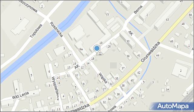 Grybów, Armii Krajowej, 20, mapa Grybów