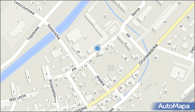 Grybów, Armii Krajowej, 22, mapa Grybów