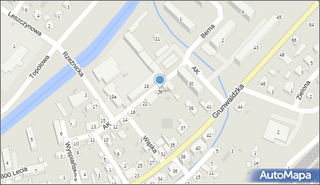 Grybów, Armii Krajowej, 26, mapa Grybów