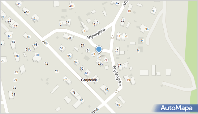 Gryfino, Artyleryjska, 22, mapa Gryfino