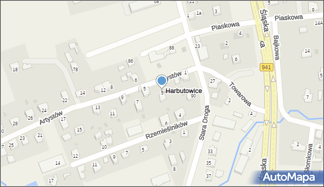 Harbutowice, Artystów, 3, mapa Harbutowice