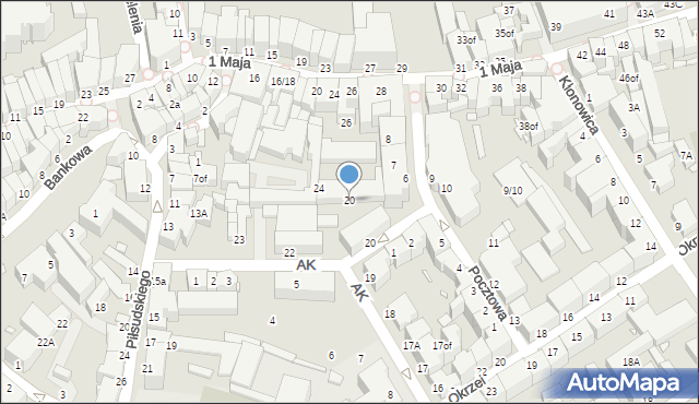 Jelenia Góra, Armii Krajowej, 20, mapa Jelenia Góra