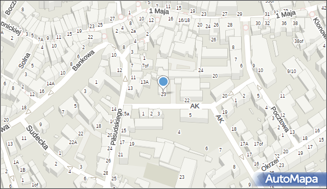 Jelenia Góra, Armii Krajowej, 23, mapa Jelenia Góra