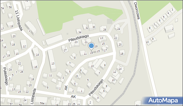 Kalwaria Zebrzydowska, Armii Krajowej, 13, mapa Kalwaria Zebrzydowska