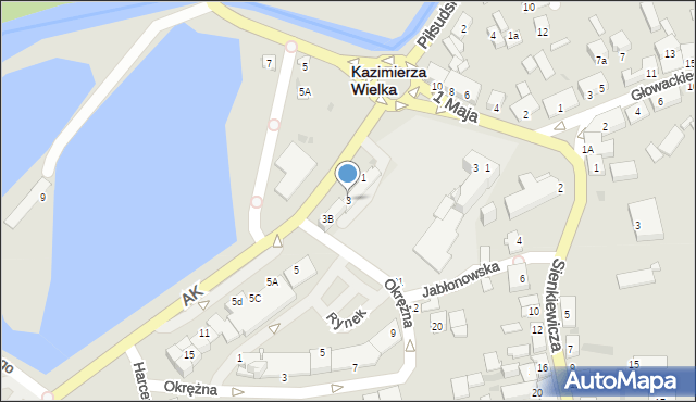 Kazimierza Wielka, Armii Krajowej, 3, mapa Kazimierza Wielka