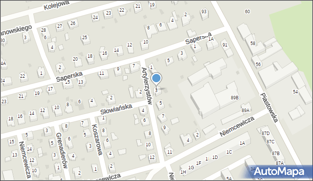 Kędzierzyn-Koźle, Artylerzystów, 3, mapa Kędzierzyna-Koźle