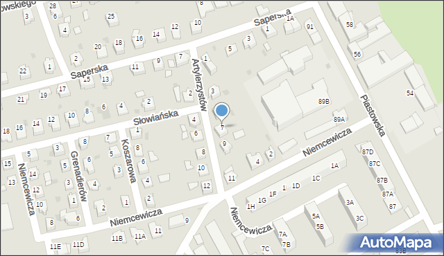 Kędzierzyn-Koźle, Artylerzystów, 7, mapa Kędzierzyna-Koźle