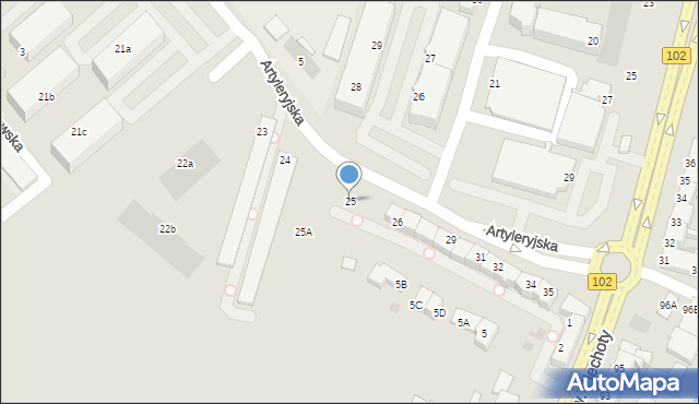 Kołobrzeg, Artyleryjska, 25, mapa Kołobrzegu