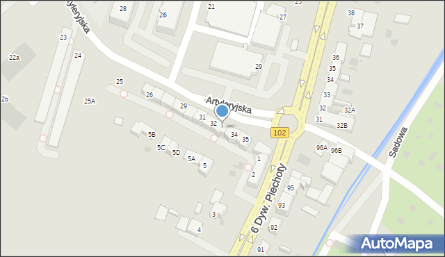 Kołobrzeg, Artyleryjska, 33, mapa Kołobrzegu