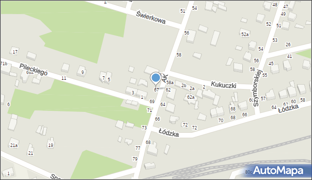 Koluszki, Armii Krajowej, 67, mapa Koluszki