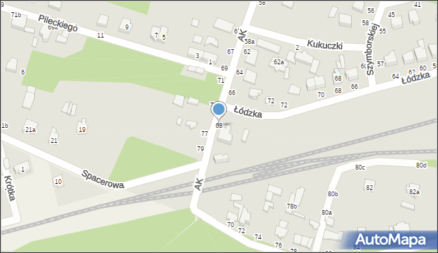 Koluszki, Armii Krajowej, 68, mapa Koluszki