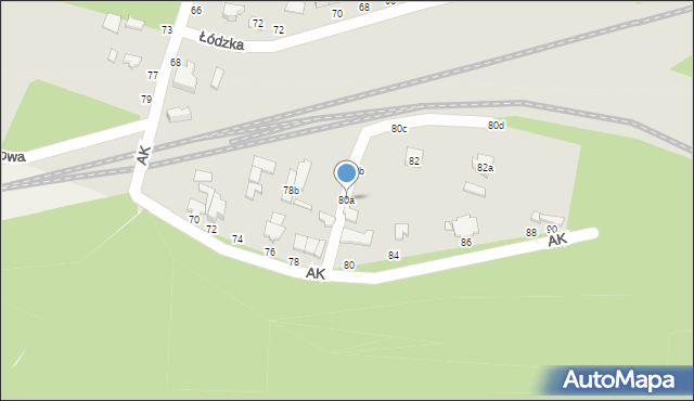 Koluszki, Armii Krajowej, 80a, mapa Koluszki