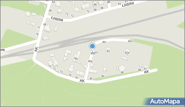 Koluszki, Armii Krajowej, 80b, mapa Koluszki