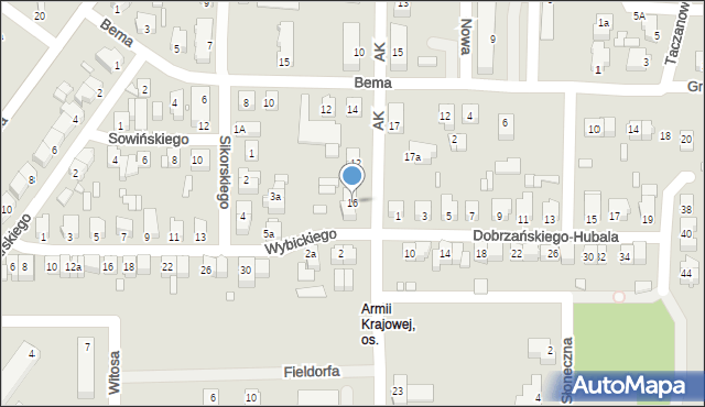 Konin, Armii Krajowej, 16, mapa Konina
