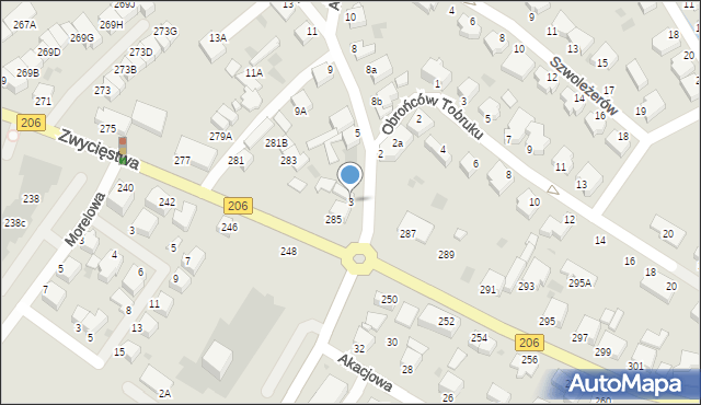 Koszalin, Artylerzystów, 3, mapa Koszalina