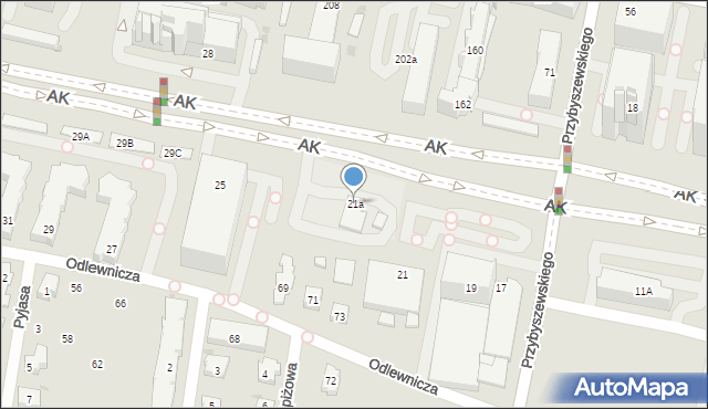 Kraków, Armii Krajowej, 21a, mapa Krakowa