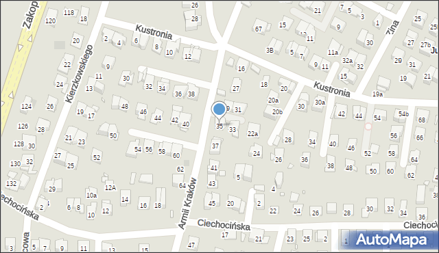 Kraków, Armii Kraków, 35, mapa Krakowa