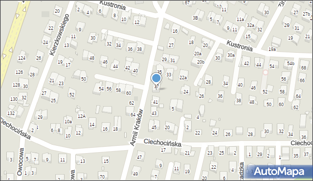 Kraków, Armii Kraków, 39, mapa Krakowa
