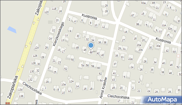 Kraków, Armii Kraków, 44, mapa Krakowa