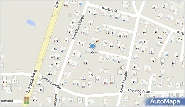 Kraków, Armii Kraków, 50, mapa Krakowa