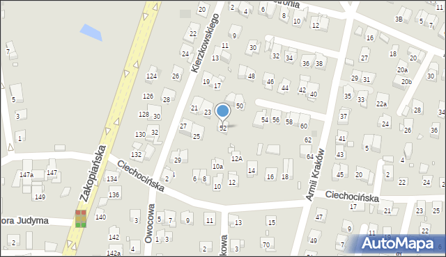Kraków, Armii Kraków, 52, mapa Krakowa