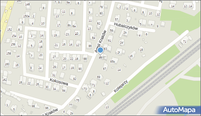 Kraków, Armii Kraków, 65, mapa Krakowa