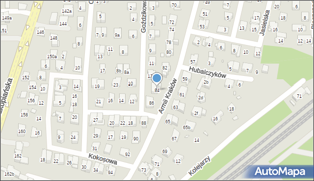Kraków, Armii Kraków, 84, mapa Krakowa