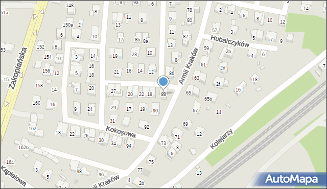 Kraków, Armii Kraków, 88, mapa Krakowa