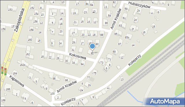 Kraków, Armii Kraków, 92, mapa Krakowa