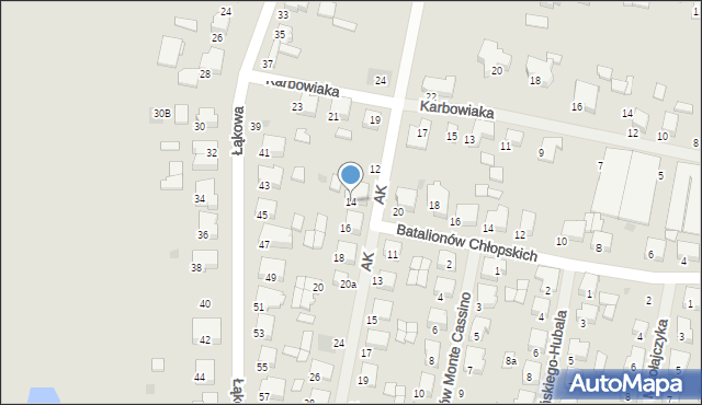 Krotoszyn, Armii Krajowej, 14, mapa Krotoszyna