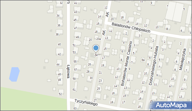 Krotoszyn, Armii Krajowej, 24, mapa Krotoszyna