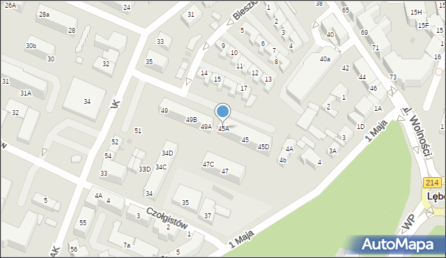 Lębork, Armii Krajowej, 45A, mapa Lębork