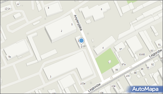 Łódź, Artyleryjska, 1, mapa Łodzi