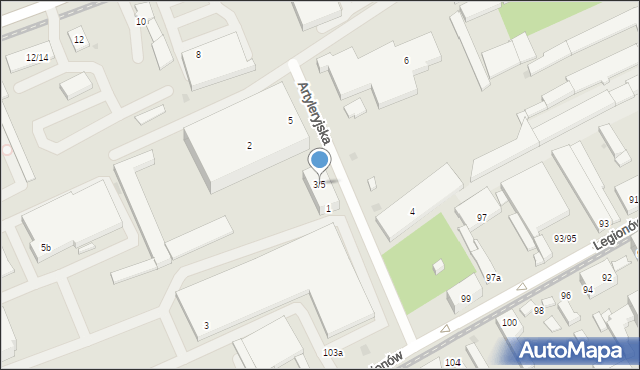 Łódź, Artyleryjska, 3/5, mapa Łodzi