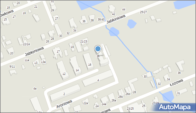 Łódź, Aroniowa, 18, mapa Łodzi