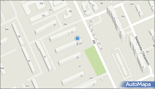 Łódź, Armii Krajowej, 20, mapa Łodzi