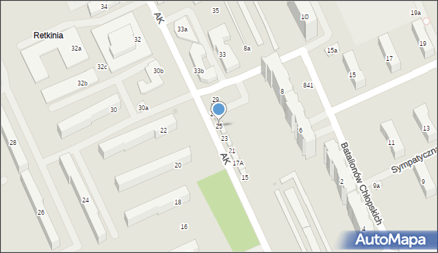 Łódź, Armii Krajowej, 25, mapa Łodzi