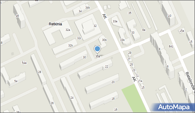 Łódź, Armii Krajowej, 30a, mapa Łodzi